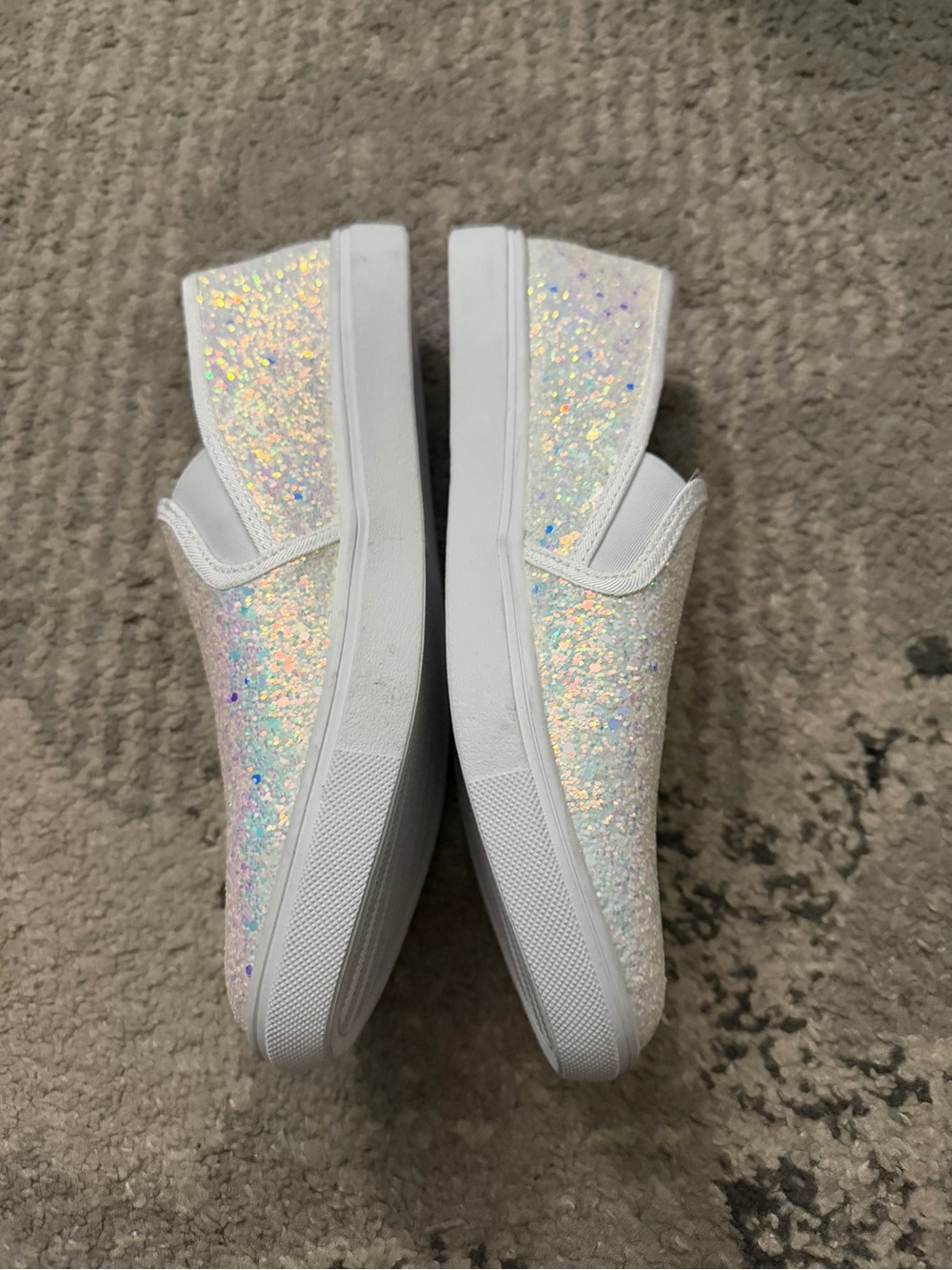 Iridescent Glitter Slip-On Sneakers - White - Picture 3 of 4